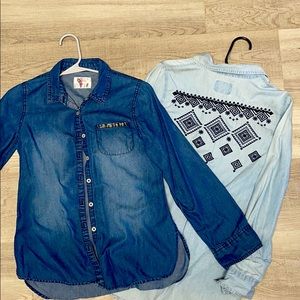 Justice girls , button down jean shirts
